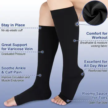 1 чифт чорапи с компрессионными ръкави за телета с отворени пръсти, за жени и мъже, плътност 20-30 мм hg. супена, поддържащи чорапи носочные продукти с класификация на разширени вени и отоци