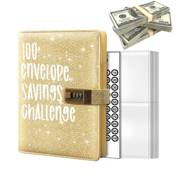 100 Пликове за спестяване на пари A6 Savings Challenge Book Бюджетен Бележник Органайзер за пари Лесният и забавен начин да се спестят 5 050