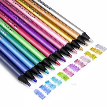 12 Цветни Метални Цветни Моливи, Комплект За Рисуване, Скициране Цветни Моливи За Colorization Brutfuner Професия Стоки За Бродерия Проучване На Художника