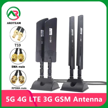 2* 2 Кабел TS9 RP SMA 5G и 4G LTE 3G GSM Полнодиапазонный С Висок Коефициент на усилване на 22dbi Omni WiFi 600 ~ 6000 Mhz Антена За Усилване на Сигнала на Рутера