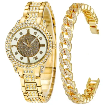 2 елемента Дамски часовници Starry Sky Diamond Кварцов часовник Дамски ръчен часовник Женски комплект гривни Дамски часовници Relogio Feminino