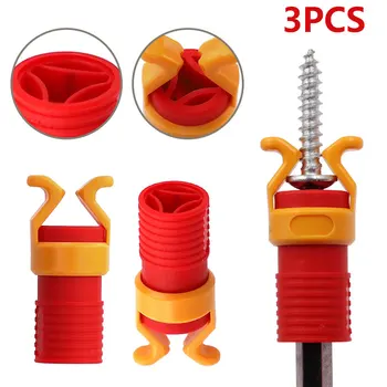 3шт Притежателя на винт от ABS-пластмаса, универсален набор от крепежни винтове за дървообработващи инструменти, острие отвертка 40 x 18 мм (червен)