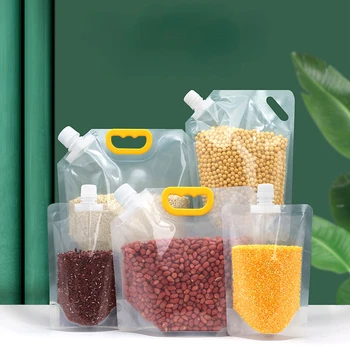 5 / 10шт Кухненски чанта за съхранение на зърно Влага Запечатани чанта за защита от насекоми Прозрачна преносима чанта за съхранение на хранителни продукти