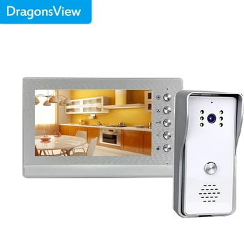 7-инчов домашен домофон Dragonsview Проводна система, видеодомофон за вили, апартаменти, камера на крилото на разговора, Водоустойчив Отключване