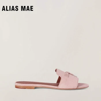ALIAS MAE Удобни Дизайнерски Дамски Есента Луксозни обувки От естествена кожа, с Отворени пръсти, Гъвкави Обувки Мюлер Върху плоска подметка