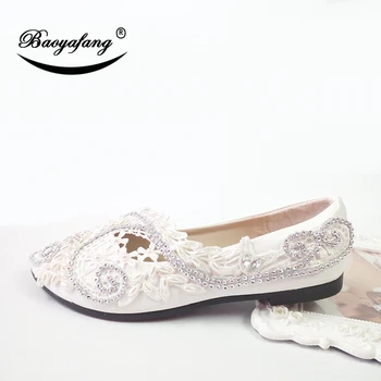 Baoyafang/2019 г. Бели сватбени обувки с перли и кристали, модни сладък обувки за партита, женски обувки за нощен клуб, обувки с диаманти, банкетни обувки, дамски обувки