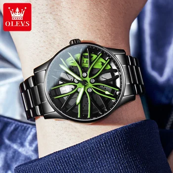 OLEVS 9937, каишка от неръждаема стомана, креативни и висококачествени мъжки часовник, кварцов водоустойчив спортни часовници за мъже, светещи