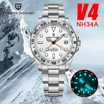 PAGANI SIGN 2024 Нови мъжки автоматично механични часовници GMT NH34 най-крайни линия Sapphire 10Bar Водоустойчивост BGW-9 Glow Watch for Me
