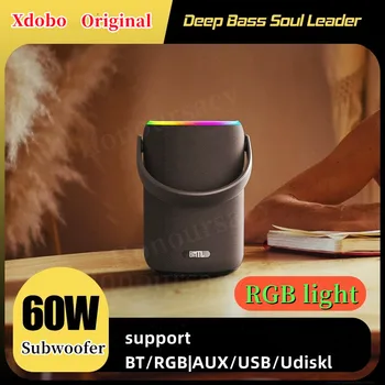 XDOBO 60 W Външен RGB Преносим Стереофоничен Съраунд звук за Домашно Кино Субуфер Музикален Център Настолен Компютър TWS Bluetooth Говорител