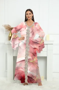 XUAN д-р Близък Изток Абая Лятна мода Луксозни дамски елегантни мюсюлмански халати от позлатените дантела, ново рокля с цветен модел, дамски дрехи
