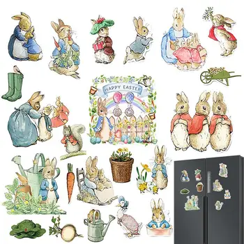 Великденски Магнити за хладилник, 22шт. Етикети с зайци и мультяшками за декора на дома и автомобила, магнити за дъски за домашен декор
