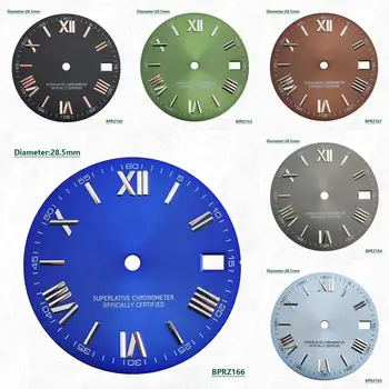 Висококачествен емайл циферблат 28,5 мм, Без светещи римски цифри Часовници часовници са Подходящи за NH35 NH36 автоматичен механизъм S Лого