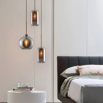 Висящи лампи в скандинавски стил, Стъклен творчески топка, Окачена лампа, маса за хранене, монтиран на стената лампа, лампа за дневна, Полилеи за домашен декор