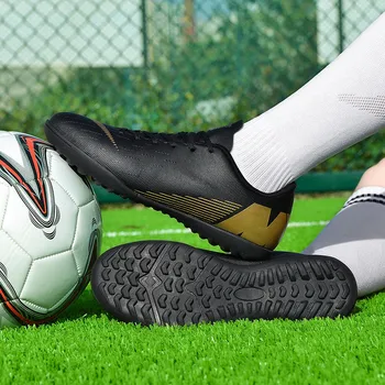 Гореща Разпродажба на Евтини Черни маратонки за футзала, мъже и жени, професионални футболни обувки за трева, спортни мъжки футболна тренировка обувки Chuteira Campo