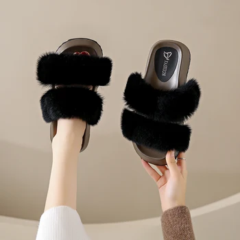 Дамски зимни плюшени чехли с мека, противоплъзгаща възглавницата и топла една плюшена подплата Cloud Slides за жени