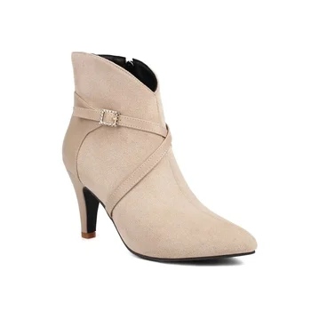 Дамски модни обувки с остър пръсти голям размер, есенно-зимни обувки големи размери, прост и елегантен, лек