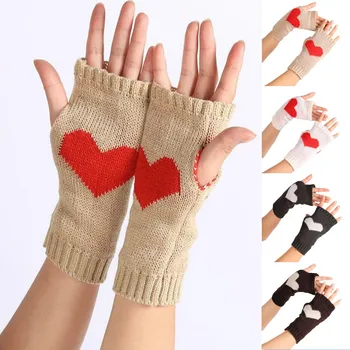 Дамски ръкавици без пръсти, Топло за ръце, Зимни ръкавица за момичета, ръка, Вязаная на една кука, Варежка във формата на сърце Готик Лолита, Топли Ръкавици за cosplay, 1 Чифт