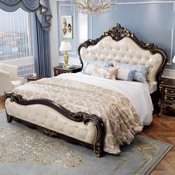 Дизайнерски Кралската Европейската Двойно легло Водоустойчив Кралската пълен размер Луксозен диван С рамка и таблата На платформата Letto Matrimoniale Furniture