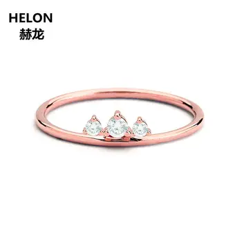 Женски пръстен от едно 10-каратово розово злато 0,06 карата С естествени диаманти, парти в стила на офис кариера, изискани бижута, Годежен пръстен за Годеж.