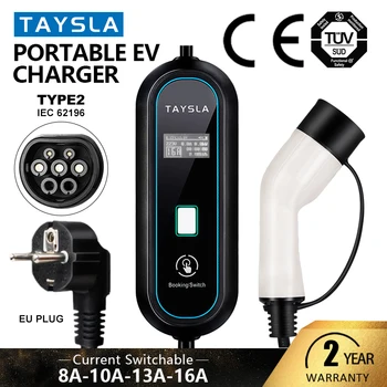 Зарядно Устройство За Электромобиля TAYSLA Тип 2 16A Преносим Кабел за зареждане EVSE EU Plug EV зарядно устройство Wallbox за Электромобиля Car