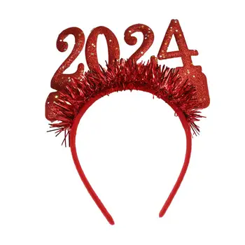 Здрава превръзка на главата на Нова година 2024, модни празнични шапки за красива украса за гъста коса