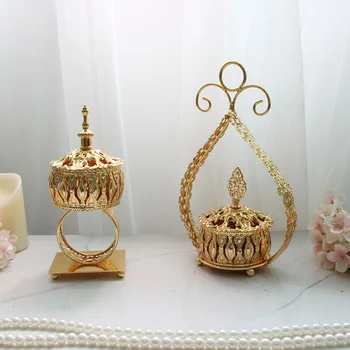 Златна кадилница за тамян в Марокански стил от ковано желязо, Метални Кадилница за тамян, Украса за дома, Класическа антре