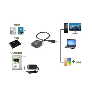 Кабел-адаптер Sata Конвертор USB 3.0 Sata 2,5 /3,5-Инчов Твърд диск за HDD и SSD Кабел USB3.0-Sata, Без щепсела