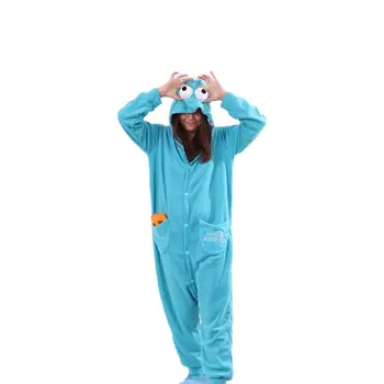 Кигуруми Карикатура Blue Cookie Monster Тела Пижама за възрастни Коледна Пижама с животни Костюми за cosplay Пижамный костюм Унисекс Пижами