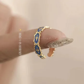 Корейската мода Геометрична Вълна Емайл Черешката Пръстени за Жени Ръчно Инкрустиран Циркон Отворен пръстен Бижута в стил Бохо 2023 Необичайни Подаръци