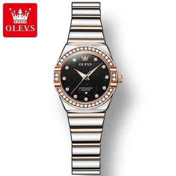 Модерен дамски часовник с каишка от неръждаема стомана OLEVS 9975, кварцов водоустойчив дамски часовник