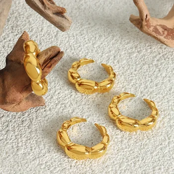 Модерно дамско пръстен от неръждаема стомана, модерно отворен пръстен, аксесоари за момичета, позлатени бижута, подаръци за пънк-партита на едро