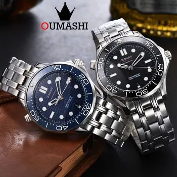 Мъжки часовник Oumashi с двойна часовников механизъм глава OMG Style Автоматични механични часовници за Мъже от неръждаема стомана Водоустойчив С нежна дата