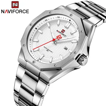 Най-добрата марка NAVIFORCE, Нови мъжки часовник от неръждаема стомана, спортни Водоустойчив кварцов ежедневни часовници Relogio Masculino
