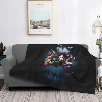 Незуко Убийцата на Демони Аниме манта калъф за дивана-легло меко и волосатое одеяло в клетката Меки Топли Фланелен Наметала Фенове подарък