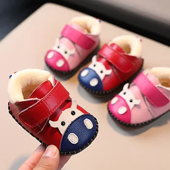Нова Зимни Обувки за деца от 0-1 Години За Момчета и Момичета, Бебета и Грудничков с Мека Подметка и Нежната Памучна Обувки дантела