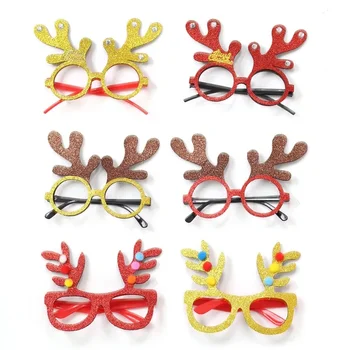 Нови Коледни Орнаменти Рамки за очила две Деца Наряжают Подпори за Фотосесия на Коледна Елха Очила във формата на рога на елени