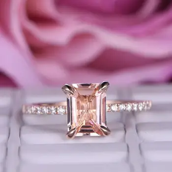 Ново Модно Пръстен с квадратна цирконием AAA, пръстен от розово злато, пръстени за жени, Модни Сватбена декорация от Цирконий Aneis De Ouro