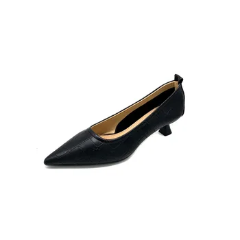 Однотонная модни дамски обувки на токчета във формата на чаша за вино, Пролет-есен, 2023, пикантни Женски обувки-лодка на остри висок ток, пикантни женски токчета
