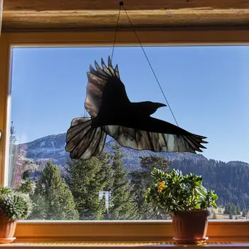Прозорците завеси от врана четири стъкло, Акрил подарък любовник птици, готическия украшение на Хелоуин, за да тераси, градина, офис стени, хол