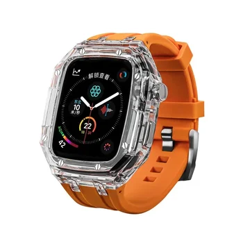 Прозрачен Комплект Модификация На Apple Watch 8 7 45 мм, Пластмасов Защитно Фолио За iWatch Серия 6 SE 5 44 мм 41 Мм 40 ММ Спортен Гривна