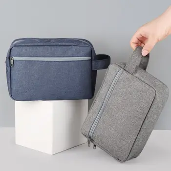 Пътна чанта за тоалетни принадлежности с дръжка, Водоустойчива чанта за съхранение на козметика с голям капацитет, Лесно преносима мъжка чанта за бръснене