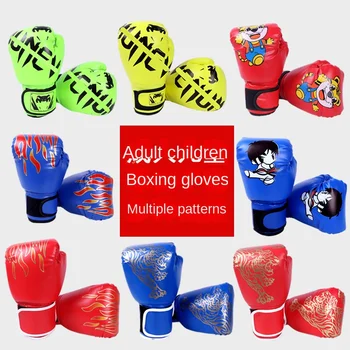Сгъстено Боксови Ръкавици Червено Карикатура Огнен Тигър Възрастни, Детски Боксови Ръкавици За Спарринга Таекуондо Боксови Спортни Ръкавици Подарък