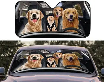Семеен сенника на Златист Ретривър за Управление на Автомобил на Предното стъкло, Автоматичен Козирка За Кучета, Авто Козирка, автоаксесоари, Подарък за Кучета D