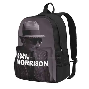 Син товарен раница Van Car за ученик, чанта за лаптоп, чанта за концерта на Живо Morrison 2022, корица на албума Morrison Tickets.