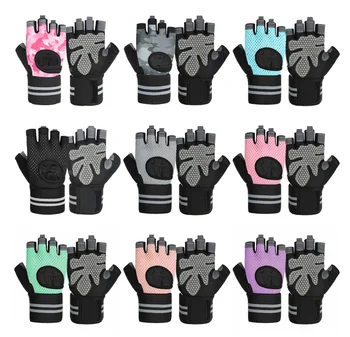 Спортни ръкавици без пръсти за мъже и жени, ръкавици за вдигане на тежести с обертыванием китките, поддръжка на тренировки във фитнес залата, пълна защита на дланите