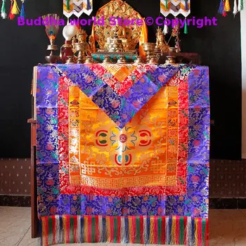 Търговия на едро будистки доставка на 2 ЕЛЕМЕНТА, Тибетски фамилна къща, будистки храм, Благоприятна бродерия, покритие на олтара на Буда + завеса от покривки за маса