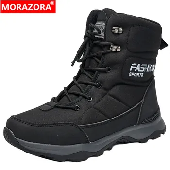 MORAZORA 2023, Размер 36-46, Новите синтетични топли зимни обувки за жени, плюшени зимни обувки дантела, женски ботильоны в платформата
