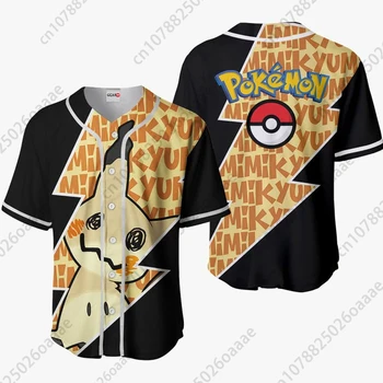 Бейзболна майк Pokemon Mimikyu Мъжки Дамски спортна риза с къс ръкав потребителско име Pikachu PKM Бейзболна фланелка с Модерна риза