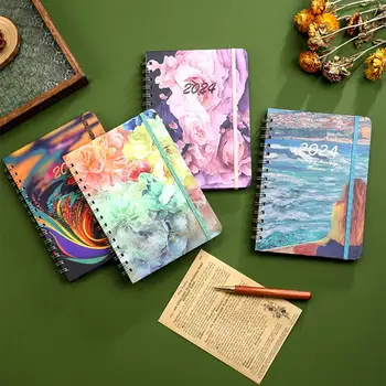 Дневник премиум-клас в цветния теми, бележник формат А5, месечен списък с равномерен почерк, удебелени страници, календар на катушечном пръстен