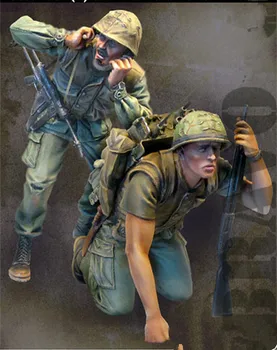 Модел войник, монолитен под натиск от смола 1: 35, 2 Комплекта за сглобяване на модели на въоръжените сили на САЩ, които трябва да colorize ръчно